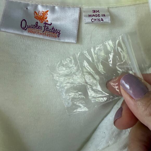 Quacker Factory 3X Seauin front Ivory Hoodie Cotton blend - Picture 2 of 11